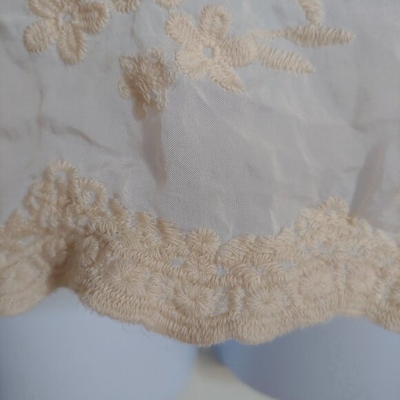 Sarah Tempest Sheer Silk Embroidered Floral Design Delicate Short Sleeve Top - Picture 10 of 11